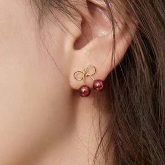 Fruit Cherry fruit red stud earrings - Picture 2 of 4
